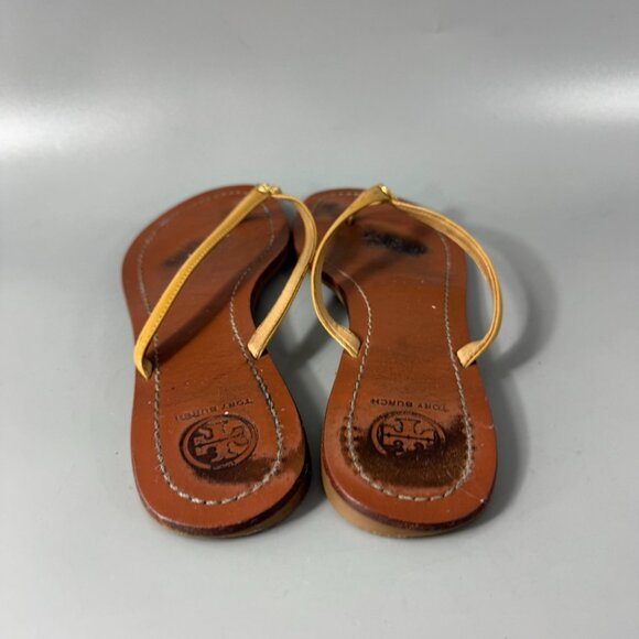 Tory Burch Terra Thong Sandals Beige Nude Tan Patent Leather, Size 8.5 - Picture 6 of 14